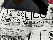 Southwire #12awg Solid THHN/THWN/MTW/AWM Building Wire 600V Red /100ft