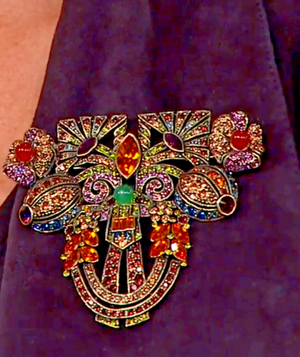 $200 HEIDI DAUS "Bountiful Splendor" Topaz Autumn Beaded Crystal Statement PIN - Picture 5 of 6