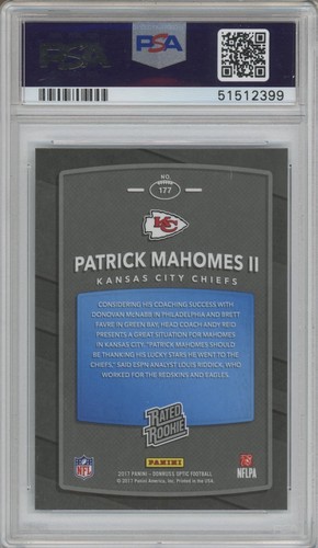 2017 Donruss Optic - Rated Rookie Patrick Mahomes II #177 (RC) - Foto 2 di 2