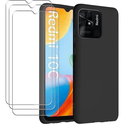 Case For Xiaomi Redmi 10C / Poco C40 + 3X Tempered Glass - Cover Pouch