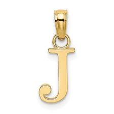 14k Yellow Gold Polished Block Letter J Initial Pendant Perfect Gift for Her