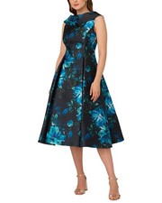 Adrianna Papell Printed Jacquard Midi Dress Women's
