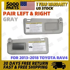 Pair Front Left & Right Side Gray Sun Visor W/ Mirror for 2013-2018 Toyota RAV4