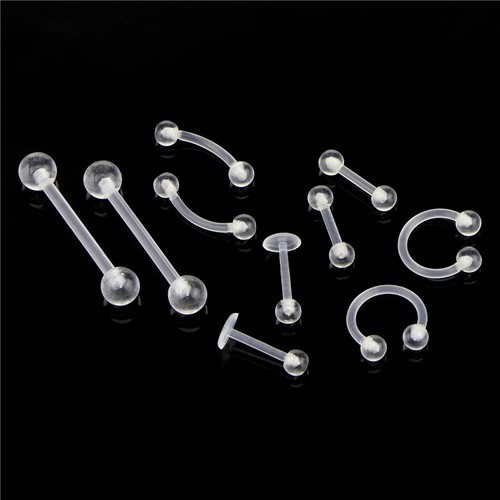 Piercing Retainer Flexible 10pcs Clear Acrylic for Nose Ear Lip Body Jewelry - Picture 3 of 7