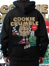 Men's Black Cookie Crumble Graphic Hooded Sweatshirt - Inspired Pullover Hoodie