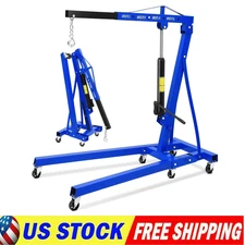 2 T Folding Engine Hoist with Lever Cherry Picker Shop Crane Hoist Lift w/Caster