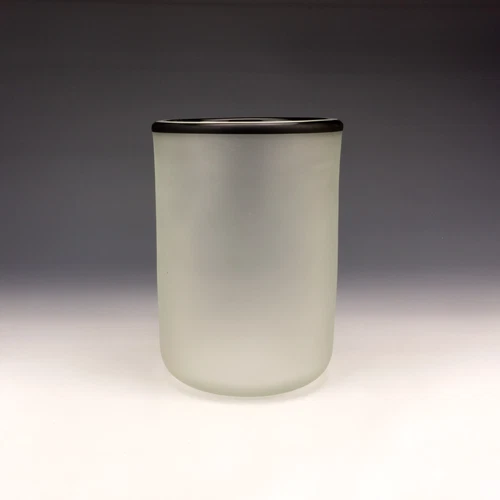 Murano Venetian Glass - Frosted & Black Glass Vase - Mid-Century Modern Design