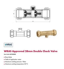 Brass Double Check Valves - 15mm, 22mm, 28mm - Compression None Return Valve uk