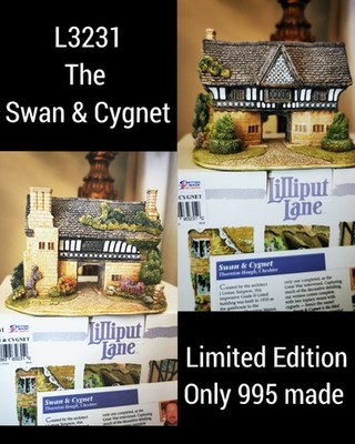 RARE Lilliput Lane - SWAN & CYGNET - L3231 Ltd Ed only 350 - Cheshire Lodge   