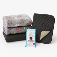 Puppy Dog Crate Training Kit – 2 Washable Pee Pads  2 Soft Blankets 1 Pack Wipes