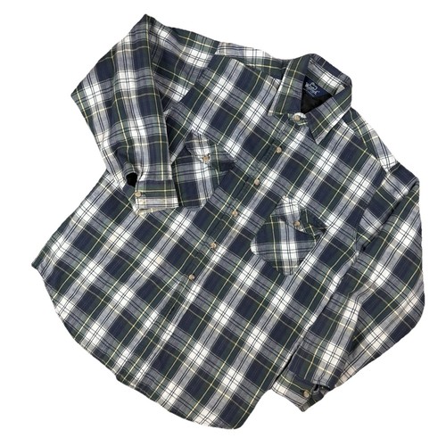 Vtg Woolrich Flannel Shacket Shirt Mens XL Nylon Quilted Plaid Blue Green