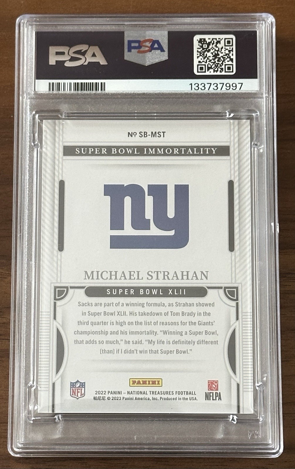 2022 National Treasures Super Bowl Immortality Michael Strahan 1/1 SB-MST PSA 10 view 2