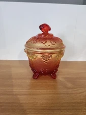 Jeanette Glass Amberina Grape Candy Bowl