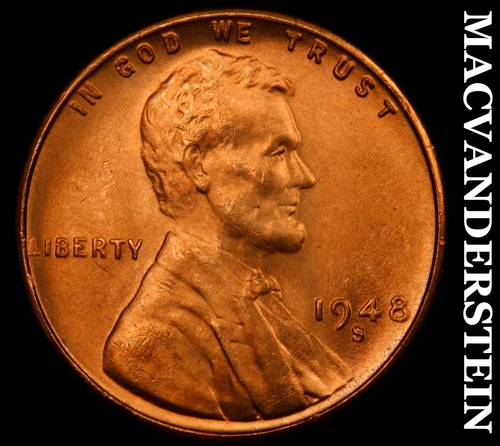1948-S Lincoln Wheat Cent- Red- Choice Gem Brilliant Uncirculated++++  #i9500