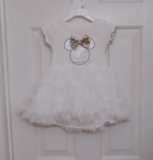 NWT Disney Minnie Mouse Ivory Gold Bow Tutu Dress sz 2t