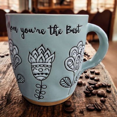 Coffee Mug Mom You're the Best Raised Design Light Turquoise By Spectrum