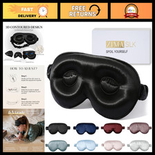 Adjustable 22 Momme 100 Pure Mulberry Silk Sleep Mask - 3D Contoured Eye Mask,