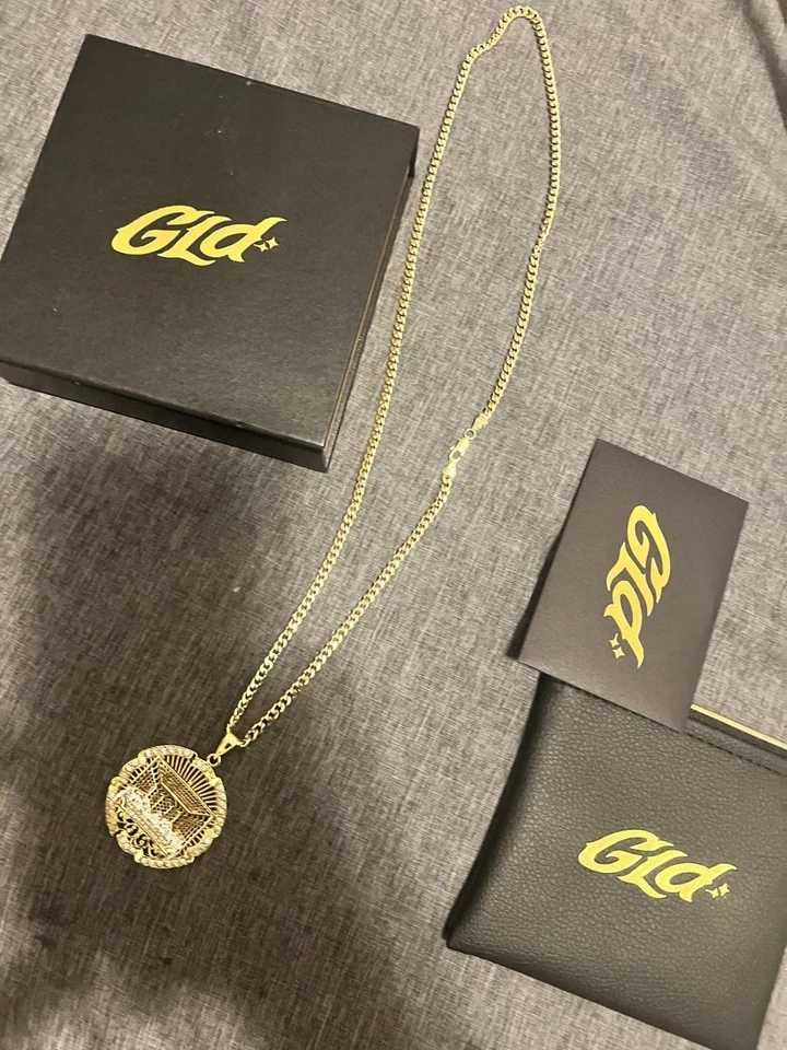 Colgante última cena con moissanita y un 22 pulgadas 4 mm oro 14k sobre 925 cubano Foto 2 de 2