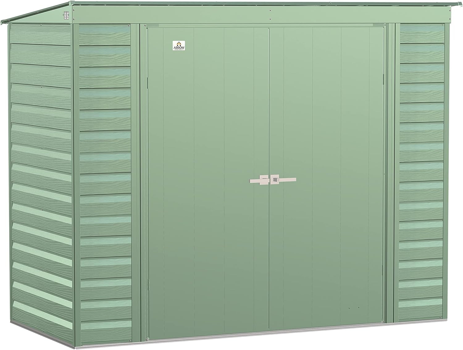 Sage Green 8' x 4' Lockable Steel Outdoor Storage Shed