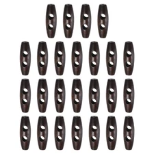 25pcs Wooden Toggle Buttons 35mm Double Hole Olive Sewing Button, Dark Brown