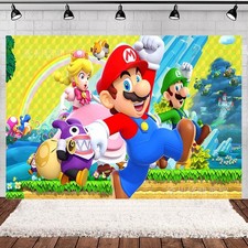 Super Mario game poster Backdrop Banner Birthday Party Photo Background Supplies