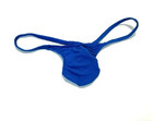 Men's Size XL (USA-L) Sheer See Through T-Back Thong - Blue - Waffled Fabric — photo 5