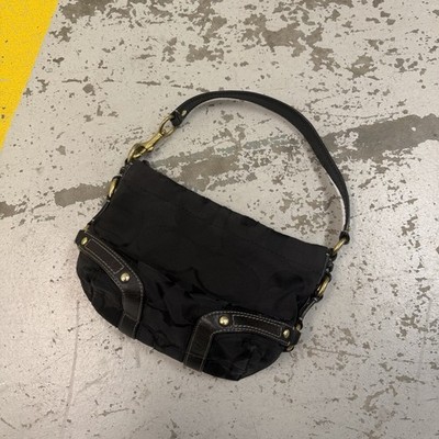 Vintage COACH Signature Carly Canvas Shoulder Bag Black 40347