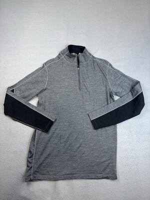 Ibex Men's Medium Gray 100% Merino Quarter-Zip Sport Sweater