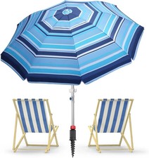 Fawey Tred 7ft Heavy Duty High Wind Beach Umbrella Parasols with sand anchor