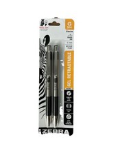 Zebra G 301 Gel Retractable Black Ink 0.7mm Medium Point Pen Pack of 2