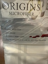 Origins 60" x 120" Oblong White Microfiber Tablecloth Wipe Clean New