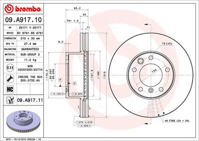 Brembo 09.A917.11 Brake Disc for Mercedes-Benz, Puch