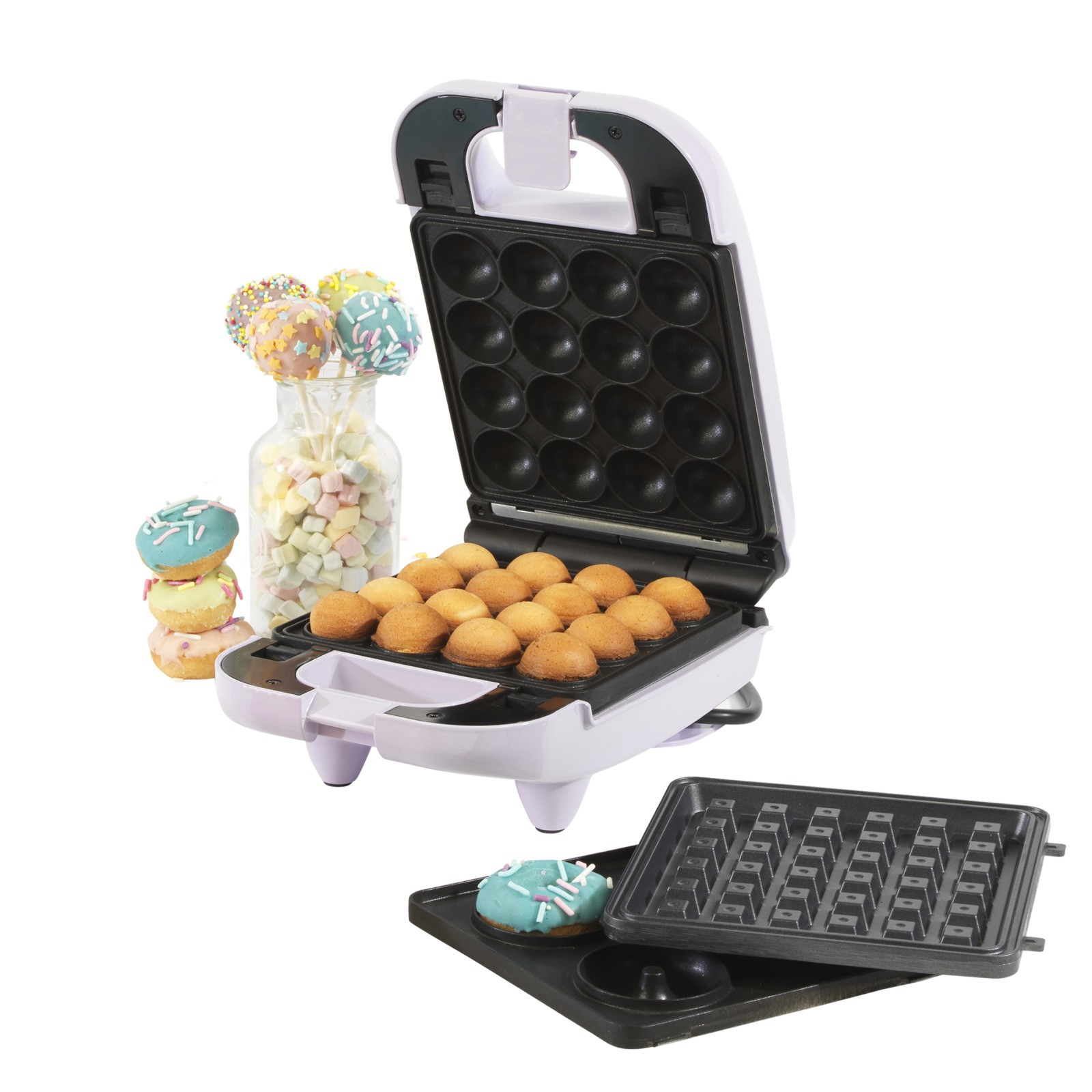 3-In-1 Mini Treat Maker Doughnut Waffle Maker Sorbet Pastel Purple Giles&Posner