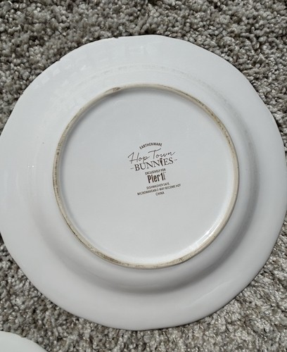 3 Pier 1 "Hop Town Bunnies" 8.5 in Salad Plates - Retired Easter Spring - Picture 6 of 8