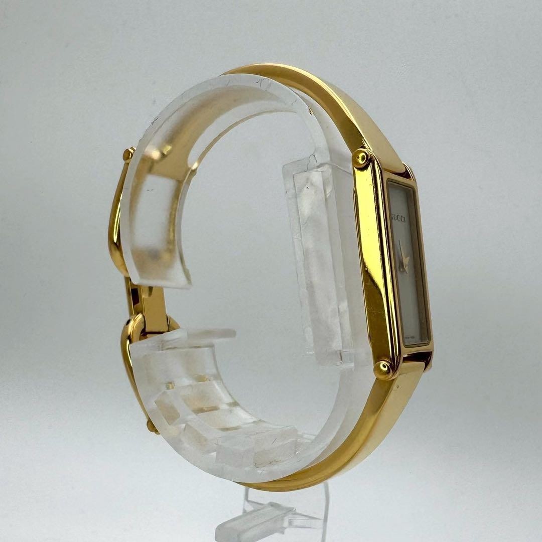 Gucci 1500L Mother of Pearl Dial Gold Bangle Watch 1P Onyx Working New Battery image 3
