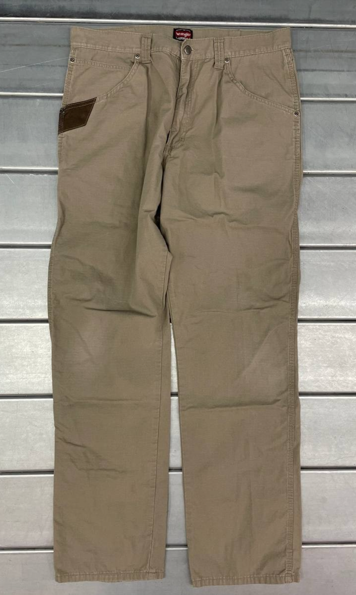 Wrangler Workwear Carpenter Pants Mens 34x34 Khaki Utility Pocket Durable Canvas