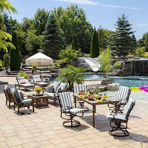 Arden Outdoor Esszimmer Stuhl Kissen, Steingrau Cabana Streifen 20 x 20 Hochlehner - Bild 6 von 8