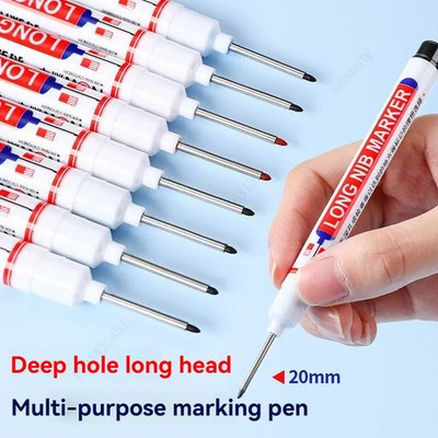 4Pcs 0.79 in Deep Hole Long Nib Marker Pens for Metal Woodworking Waterproof