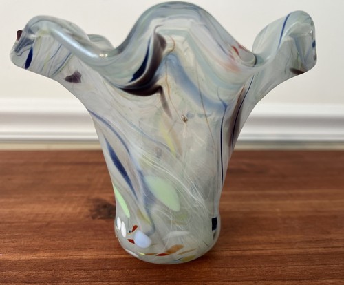 Tammaro Murano mundgeblasene mehrfarbige Glasvase Italien 5 1/2" hoch - Bild 1 von 12