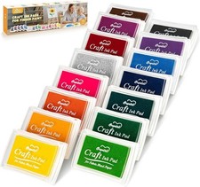 15 Colors Craft Ink Pads, Washable Finger Ink Pads for Stamps for Kids DIY, P...