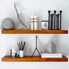 Oak Floating Shelves 30 inch Long, High End Solid Real Wood 30inch Floating S...