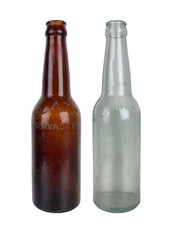 Lot 2 Antique Blatz Milwaukee Embossed Glass Beer Bottles 1 Amber 1 Aqua Pre Pro