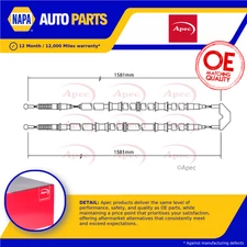 Handbrake Cable Rear Left or Right CAB1456 Apec Hand Brake Parking 13153654 New
