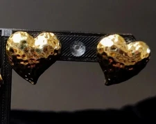 Vintage Avon Gold Tone Hammered Hearts Earrings Stud Backs 💛