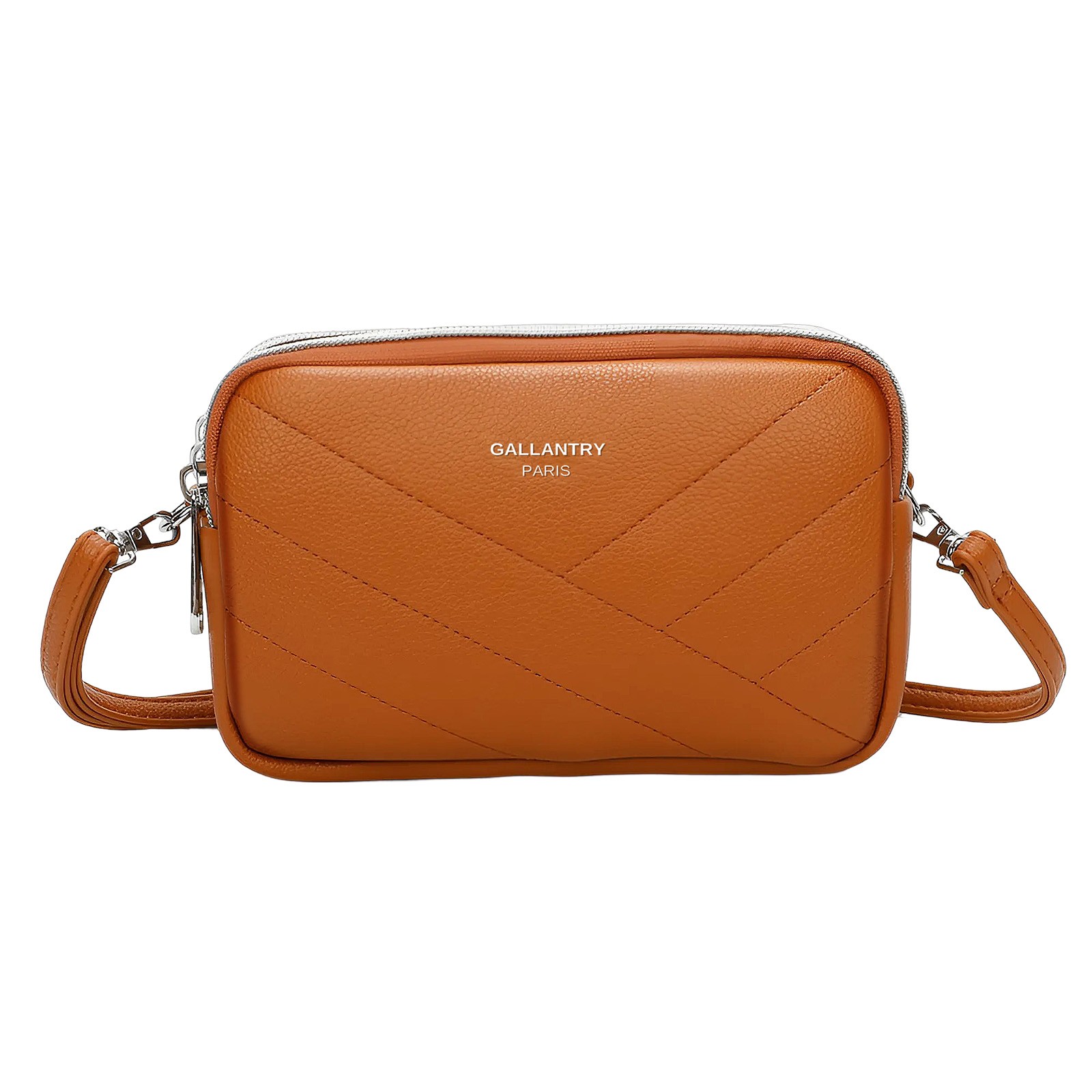 Sac à bandoulière marron Gallantry doté de surpiqûres géométriques tendance