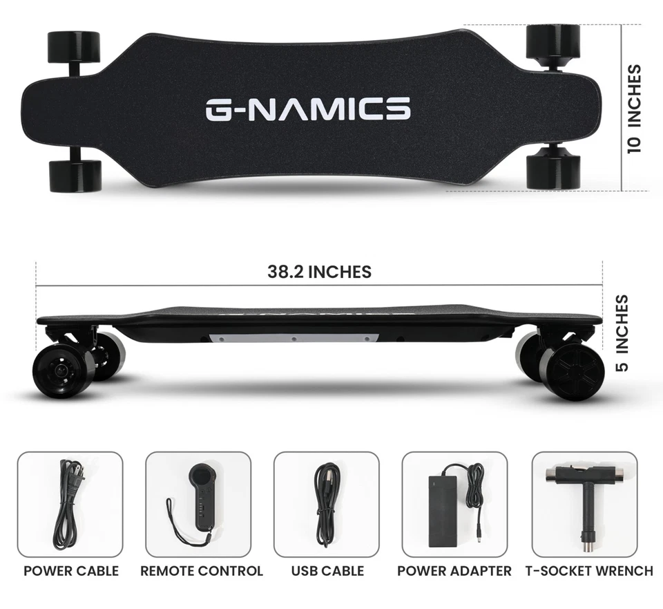 Used G‑NAMICS Electric Skateboard – 900W Dual Hub Motor, 26 MPH, 22 Mile Range - Image 3 of 4