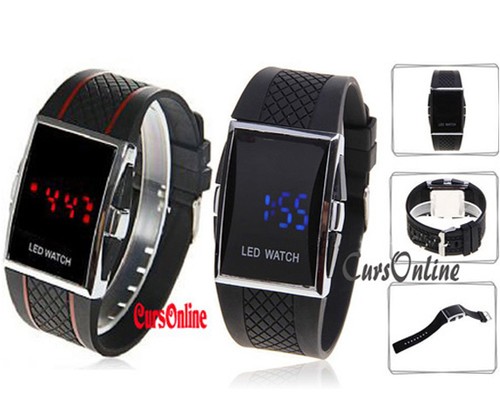 Orologio Digitale da Polso Led Rossi Unisex Wrist Watch Nero Display  Chiarissimo | eBay
