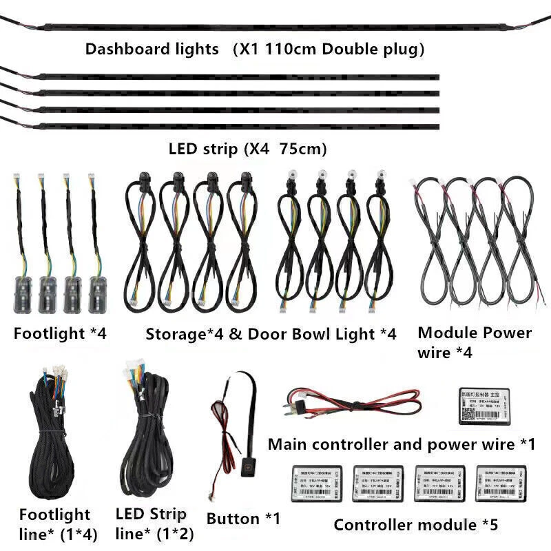 12-Color Interior Door Ambient Light for Bmw 328I 528I E39 E46 E90 X5 X6 APP US — 第 2/4 张图片