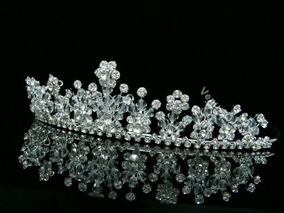 Bridal Flower Rhinestones Crystal Prom Wedding Crown Tiara 7607 | eBay