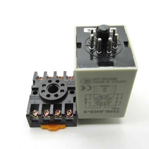 DC24V 60 Minutes 0-60M Power On Delay Timer Time Relay AH3-3 + Socket Base 8-PIN - Picture 3 of 5